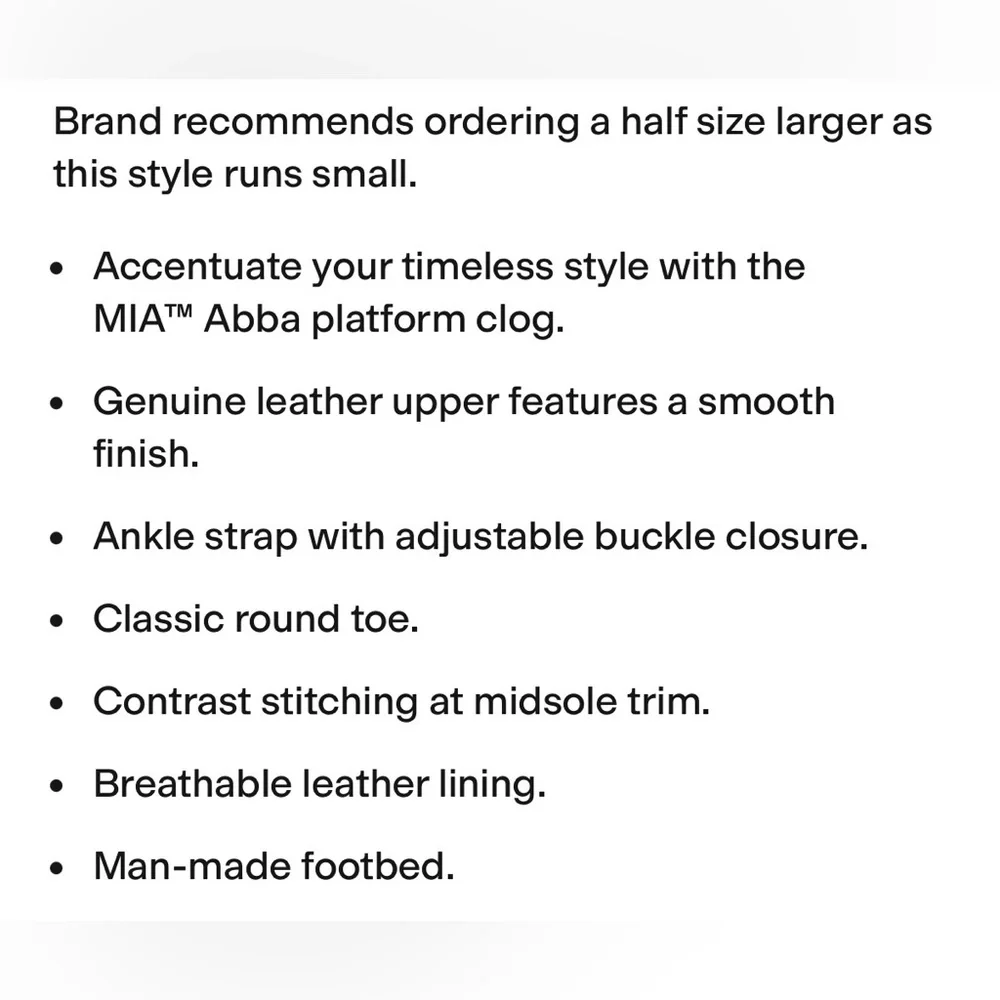 MIA ABBA Brown Leather Clogs size 8 Never worn - Picture 5 of 6